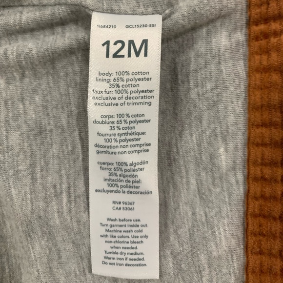Stylish brown corduroy jacket size 12 month Oshkosh - Picture 5 of 5